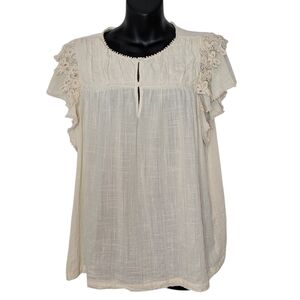 Max Studio Cream Lace Accent Blouse
